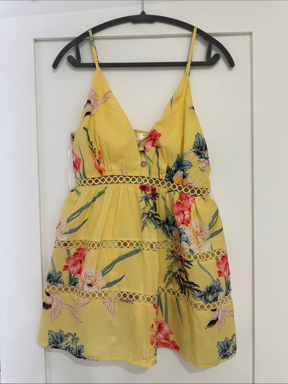 Yellow Floral Spaghetti Strap Sundress